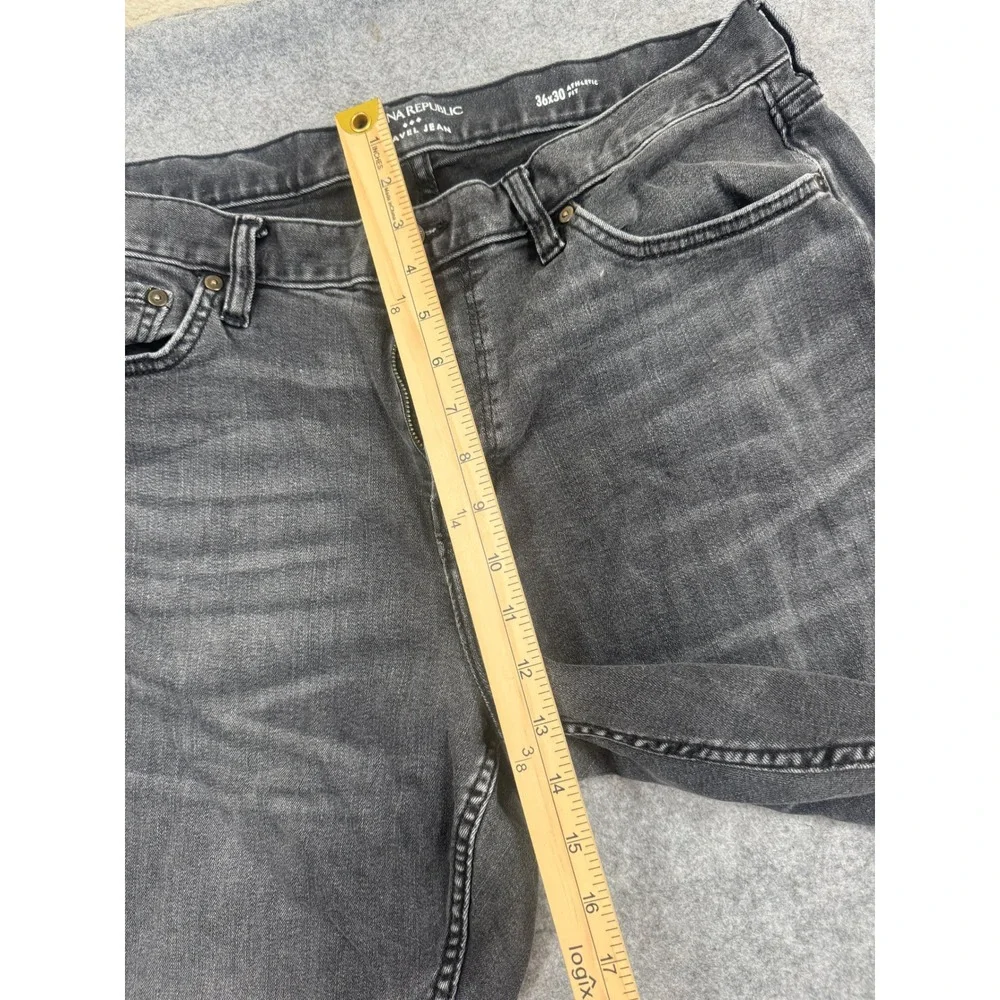 Banana Republic Travel Jeans Mens 36x30 Gray Stretch Athletic Fit Denim Pants